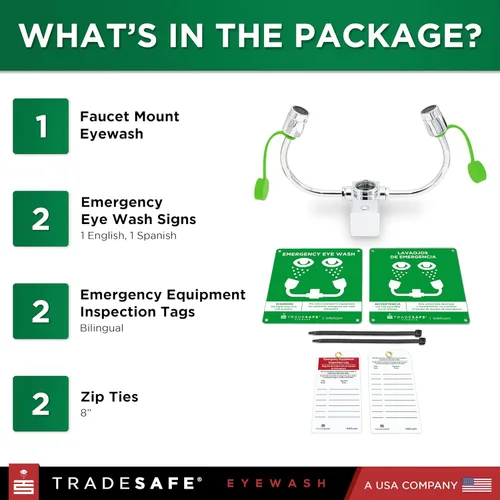 Miniatura 5 de TRADESAFE Estación de lavado de ojos de emergencia: estación de lavado de ojos para montaje en grifo aprobada por OSHA, estación de lavado de ojos