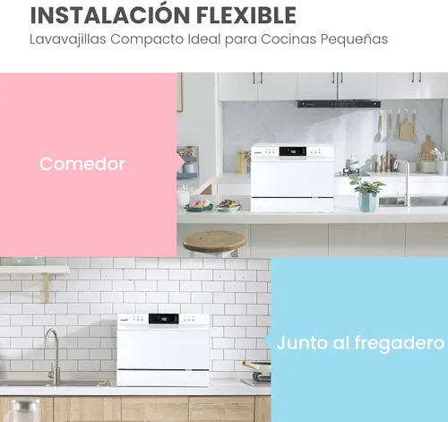 Miniatura 2 de COMFEE' Mini lavavajillas portátil, Energy Star, para encimera, 6 configuraciones de lugar, con 8 programas de lavado, velocidad, cuidado del bebé