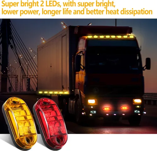 Miniatura 6 de Tallew 10 luces LED de remolque de 2.5 pulgadas, 2 diodos, impermeables, para remolque, marcador lateral, señal ovalada, luces de circulación