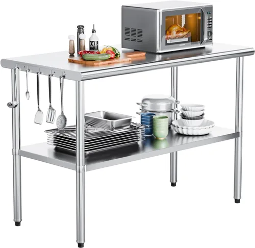 Miniatura 9 de ROVSUN Mesa de acero inoxidable de 24 x 24 pulgadas para preparación y trabajo, mesas de trabajo comerciales y estaciones de trabajo, mesa de metal