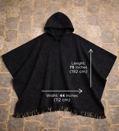 Miniatura 7 de Poncho de lana de alpaca Gamboa para hombre, panchos mexicanos con capucha para adultos, poncho de vaquero y estilo western hippie para hombre