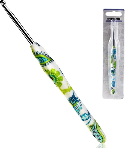 Miniatura 14 de 2.25mm Gancho de Ganchillo Looen, Mango Ergonómico para Manos Artríticas, Agujas de Tejer de Goma Suave Extra Largas para Principiantes de Crochet
