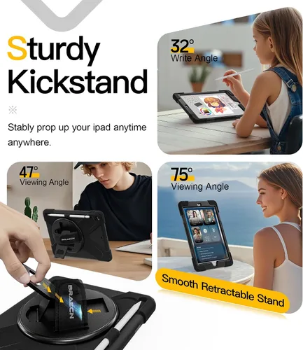 Miniatura 3 de BRAECN Funda para iPad 6ª/5ª Generación, Funda iPad 9.7 2018/2017 - Resistente a Prueba de Golpes con Soporte para Lápices, Correa de Hombro