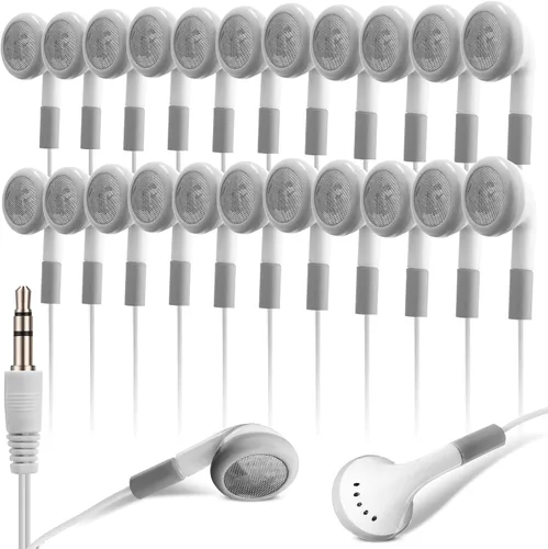 Xuhal Paquete de 150 auriculares a granel con auriculares con cable con conector de 0.138 in, auriculares con cable a granel para teléfonos