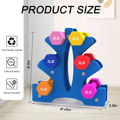 Miniatura 4 de Portzon Soporte para mancuernas, árbol de pesas de mano, diseñado para sostener mancuernas de neopreno, un par cada uno