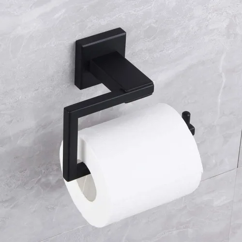 Miniatura 4 de Soporte de papel higiénico negro mate SUS 304 de acero inoxidable montado en la pared Soporte de rollo de papel higiénico para baño