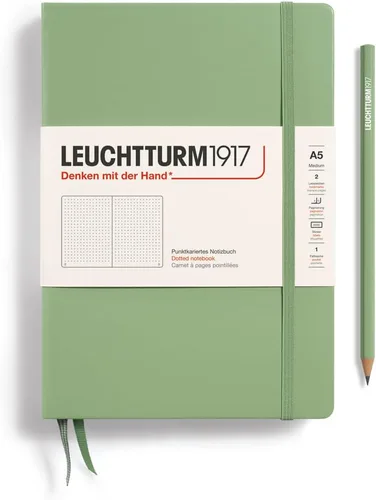 Miniatura 4 de LEUCHTTURM1917 - Cuaderno de tapa dura mediano A5 con 251 páginas numeradas para escritura y diario (verde menta, con puntos)