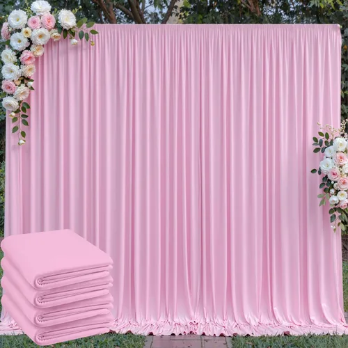 Miniatura 34 de Cortinas de telón de fondo blanco de 30 pies x 8 pies para fiestas de boda, 6 paneles de 5 pies x 8 pies, cortinas de fotografía de poliéster sin