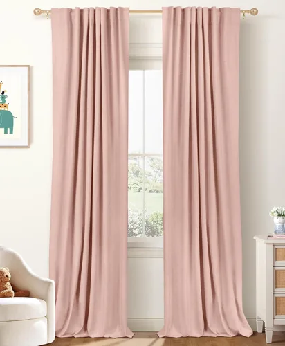 Miniatura 11 de 100% Blackout Shield - 2 cortinas opacas de lino, con presillas traseras/bolsillo para cortinero y aislamiento térmico, para el hogar, 50 pulgadas