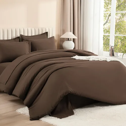 Miniatura 22 de Litanika Cama en una Bolsa King Beige - Juego de Ropa de Cama de 7 Piezas Tamaño King, Juego de Edredón de Cama, Juego de Edredón con Edredón, 02