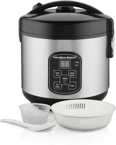 Miniatura 2 de Hamilton Beach Olla arrocera programable digital y vaporizador de alimentos y portátil de 6 cuartos de galón y cerradura digital programable de olla