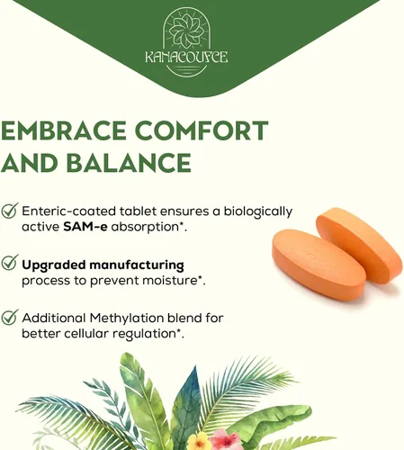 Miniatura 6 de 1100mg SAM-e (S-Adenosil-L-Metionina), SAM e Suplemento para el estado de ánimo, articulaciones e hígado, la concentración más alta de S activa