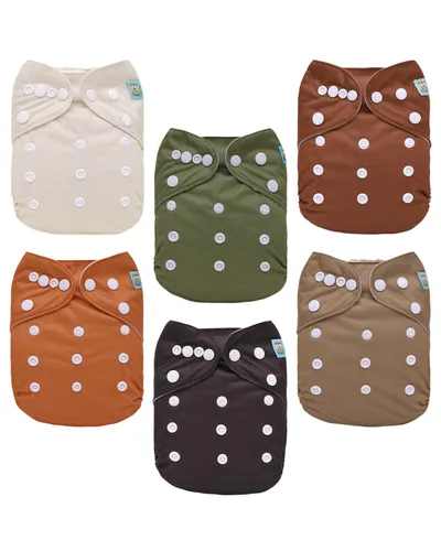 Miniatura 15 de ALVABABY pañales de tela para bebés, tamaño único y ajustable, pañales lavables y reutilizables para niños y niñas, 6 unidades con 12 rellenos