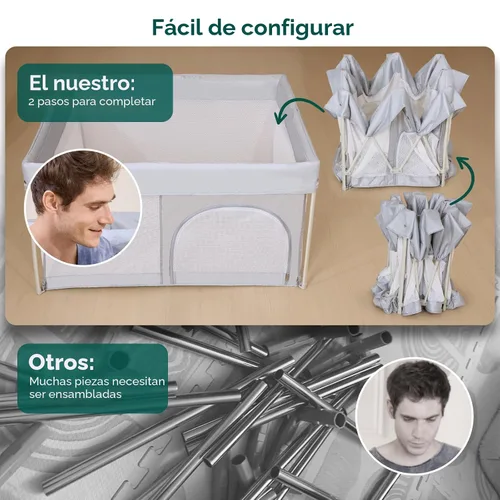 Miniatura 7 de BABELIO Corralito plegable para bebés de 46" × 46", corralito portátil para bebés y niños pequeños, ganador de los premios Parents' Picks Awards,