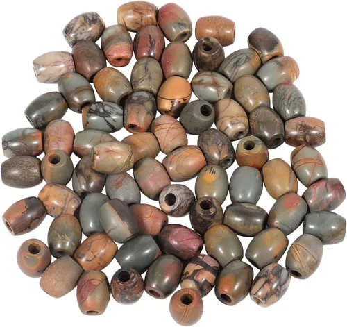 Miniatura 13 de SUNYIK Abalorios sueltos de jade amarillo con agujero grande (0.236 pulgadas), cuentas europeas para pulseras y joyas, paquete de 20 Jade