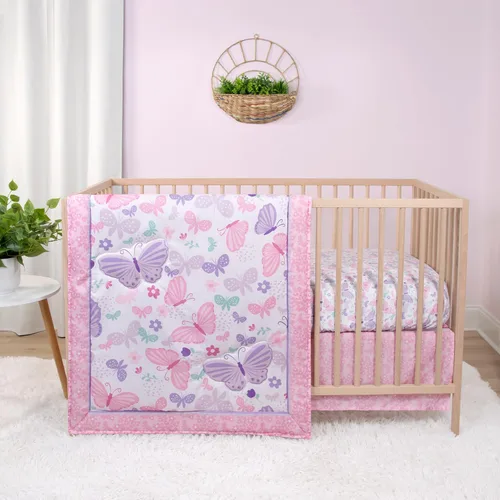 The Peanutshell Juego de ropa de cama para cuna de bebé de 3 piezas para niñas, juego de cama para recién nacidos, bebés y niños pequeños,