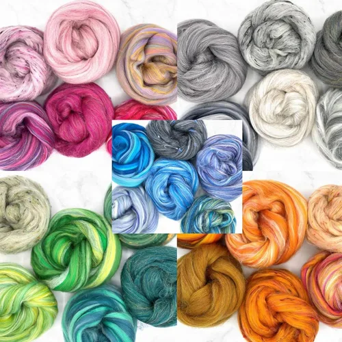 Miniatura 2 de Revolution Fibers Colección Zen Blend Lujosas mezclas de merino, seda, bambú y viscosa Mezcla de fibra base para manualidades para hilado, Blue