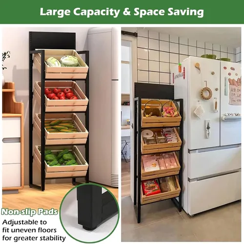 Miniatura 3 de Shelves Commercial Supermarket Fruits & Vegetables Shelf, Large Snack Candy Display Rack Onion Potato Stands, 4-Tier Concession Display Stand for