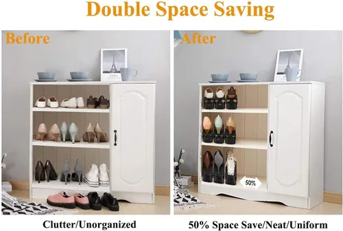 Miniatura 4 de Organizador de ranuras para zapatos, 20 unidades, ajustable, apilador, ahorro de espacio, soporte para zapatos de doble plataforma para organización