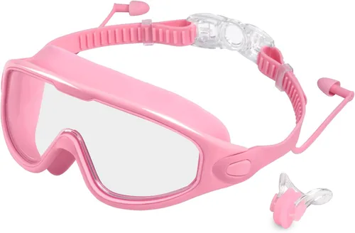 Miniatura 9 de Gafas de natación para adultos, gafas de natación antivaho y UV con clip de nariz y tapones para los oídos, sin fugas