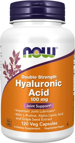 Miniatura 8 de NOW Foods Suplementos, Ácido Hialurónico 100 mg, Doble Fuerza con L-Prolina, Ácido Alfa Lipoico y Extracto de Semilla de Uva, 60 Cápsulas Vegetales