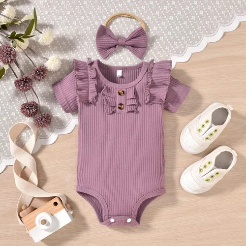 Miniatura 21 de Aalizzwell Body de manga corta para bebé niña con pantalones cortos acanalados