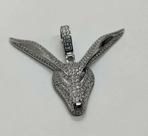 Miniatura 8 de Animas Jewels - Dije de plata de ley 925 para hombre corte redondo VVS1 diamante Naruto Kurama Fox de 225 quilates Plata esterlina Circonita cúbica