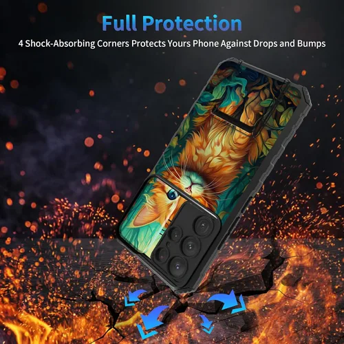 Miniatura 360 de Funda para Samsung Galaxy S22 Ultra 5G, Galaxy S22 Ultra con cubierta de cámara deslizante, funda resistente de doble capa con función atril Black