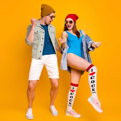 Miniatura 6 de Bibalabili Calcetines divertidos "I Love Cocktails" para rodillas, calcetines de tubo para fiesta, regalos de broma para Navidad, regalos
