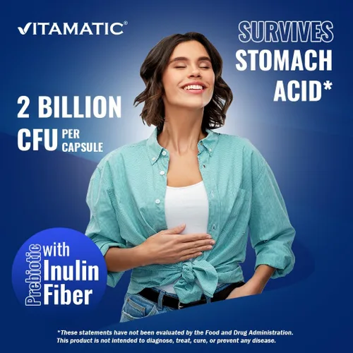 Miniatura 7 de Vitamatic Lactobacillus Salivarius 2 mil millones por cápsula DR - 60 unidades - Soporte digestivo - Fabricado con fibra prebiótica de inulina
