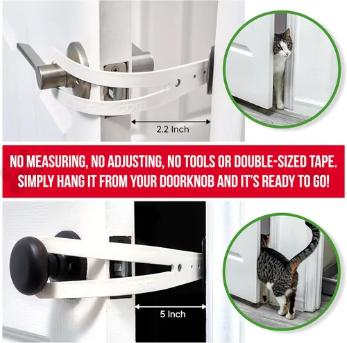 Miniatura 2 de FlexLatch Pestillo de puerta para gatos - Pestillo de puerta para gatos extragrande, alternativa a la puerta de gato, se instala rápidamente, correa