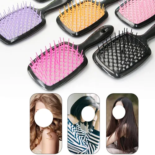 Miniatura 2 de Cepillo de pelo ventilado de 3 piezas, húmedo y seco, resistente al calor, eliminación de enredos sin esfuerzo, para cabello natural, rizado, liso