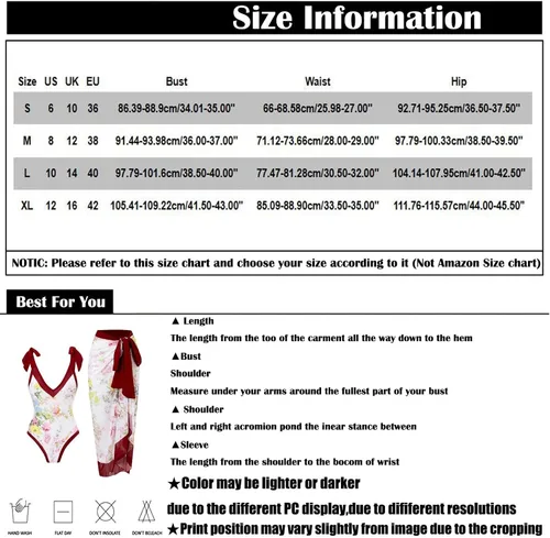 Miniatura 6 de Traje de baño para mujer, conjunto de bikini sexy de una pieza con traje de baño estampado y falda larga