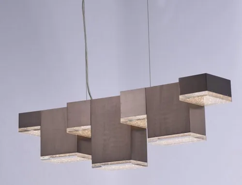 Miniatura 2 de ET2 E24466-160PC Pizzazz LED Geométrico Rectangular Cubo Cristalino Acrílico Lineal Lámpara de techo colgante, 7 luces 50.4 vatios totales, 9