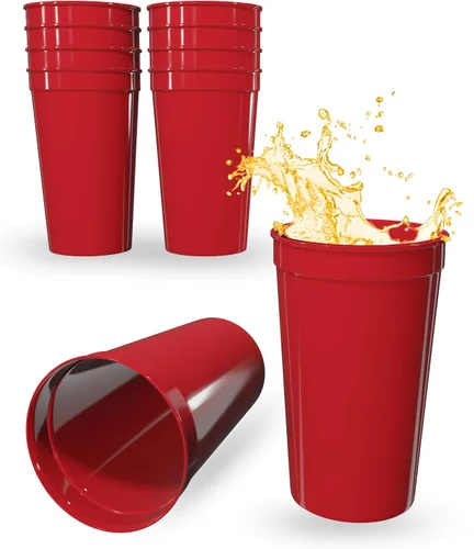 Miniatura 64 de PartyPrints Paquete de 100 vasos de plástico en blanco reutilizables de 10 a 12 onzas, vasos de estadio a granel, sin BPA, aptos para lavavajillas