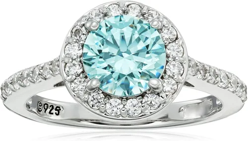 Tienda Collection Platinum or Gold Plated Sterling Silver Round Halo Ring Made with Infinite Elements Zirconia
