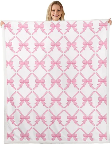 Miniatura 9 de Erosebridal Black Pink Bow Fleece Throw Blanket 40"x50" - Ultra-Soft for Couch Sofa Bed,Kawaii Cool Bowknot Sherpa Blanket,Princess Style Fuzzy