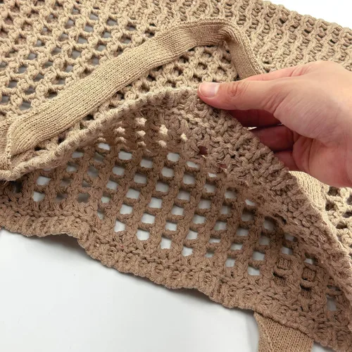 Miniatura 39 de ENBEI Bolsa de playa para mujer, diseño hueco de punto de ganchillo, elegante para la playa, viajes y uso diario