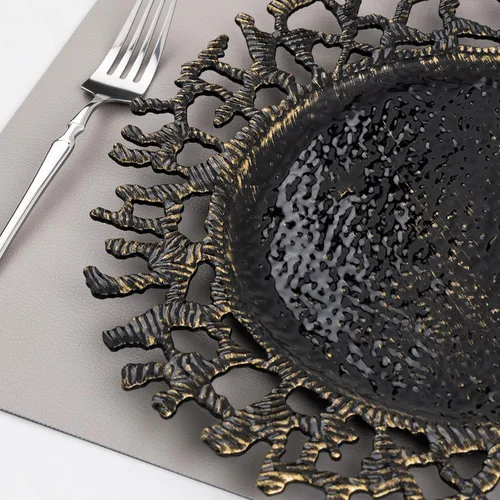 Miniatura 3 de MAONAME Juego de 6 platos base negros de 13", platos base redondos para platos de cena, platos base de plástico, platos base para mesa de boda