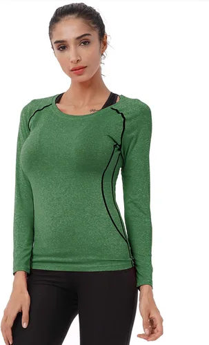 Miniatura 31 de CADMUS Paquete de 1 o 3 camisetas de entrenamiento de manga larga para mujer, camiseta de compresión de ajuste seco para correr