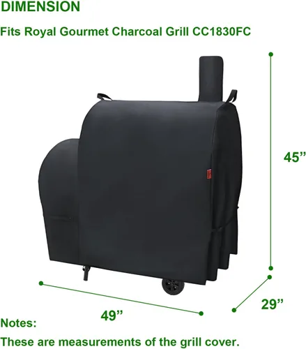 Miniatura 2 de Cubierta de parrilla al aire libre para parrilla de carbón Royal Gourmet CC1830FC Barrel, cubierta impermeable de 46" 600D resistente para barbacoa