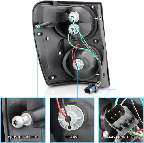 Miniatura 6 de AmeriLite Conjunto de luces traseras de freno de repuesto en negro 3D con relieve para 99-04 Jeep Grand Cherokee - Lado del pasajero y del conductor