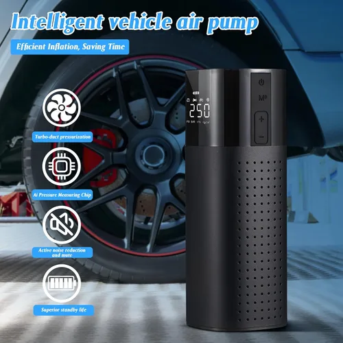 Miniatura 2 de Compresor de aire portátil para inflador de neumáticos con monitor de presión digital y bomba eléctrica con cable de luz LED para automóvil