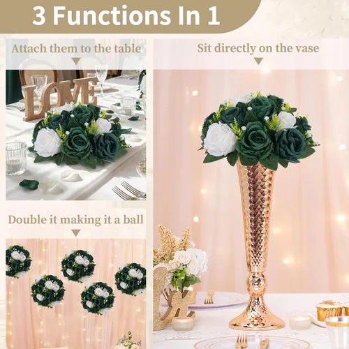 Miniatura 72 de NUPTIO Centros de mesa de flores para mesas de boda: arreglo de bolas de flores artificiales rosa y blanco para bodas, fiestas, 2 piezas de rosas