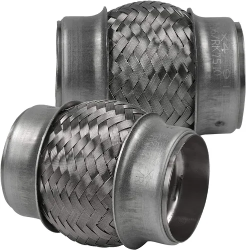 Miniatura 8 de Tubo Flexible de Escape con Entrada de 2.25 pulgadas, ID x 4 de Longitud Tubo Flexible, Acero Inoxidable Doble Trenza Tipo Universal Resistente Tubo