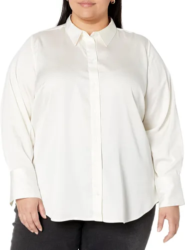 Miniatura 5 de Tienda Essentials Blusa de satén con botones de ajuste regular para mujer (disponible en tallas extragrandes)
