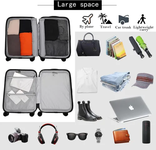 Miniatura 6 de BE SMART Equipaje de 20 pulgadas (para embarque) con rueda silenciosa giratoria, estuche de transporte integrado de PC+ABS y TSA, maleta pequeña