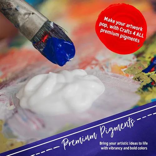 Miniatura 3 de Crafts 4 All Juego de pintura acrílica – Paquete de 60 pinturas artísticas de 0.4 fl oz para lienzo, decoración de pintura, madera, cerámica