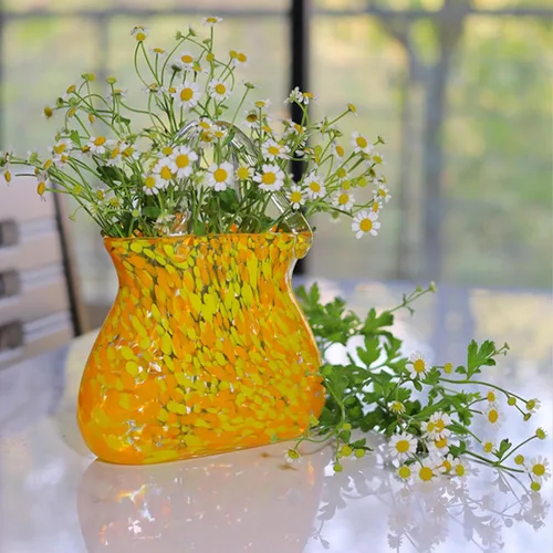 Miniatura 4 de Bag Flower Vase, Unique Flower Vase Purse Glass Vase Glass Tote Bag Vase, for Home Décor,Enterpiece,Events,Office,Garden,Wedding,Yellow