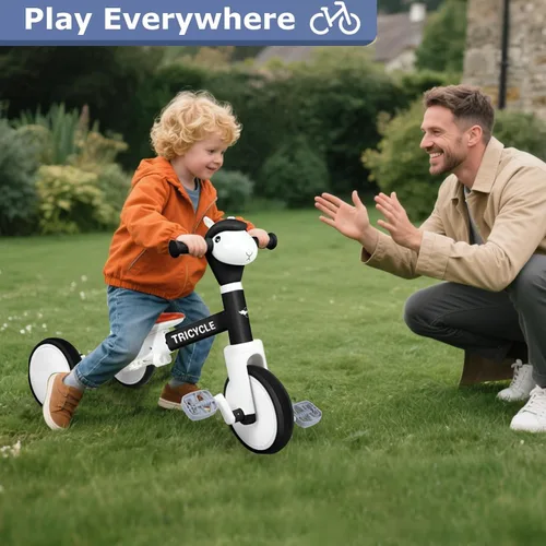 Miniatura 4 de Bicicleta de equilibrio para niños y niñas, triciclo para niños pequeños de 1 a 5 años, triciclo para niños pequeños con luz y música frontal
